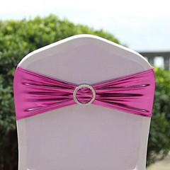 10 Fuchsia Metallic Spandex Chair Sashes with Silver Buckles Wedding Decorations