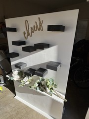 Wedding Backdrop White Black Gold Green with Decorative Flowers Reusable