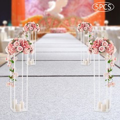 5pcs Wedding Flower Stand Acrylic Pillar Vase Stand Party Centerpiece Decor