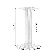 32″ Clear Acrylic Flower Display Stand Square Top and Base Party Decorations