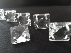 140pcs 14mm 4Hole Glass Square Crystal Bead Prism Chandelier Lamp Chain Part DIY