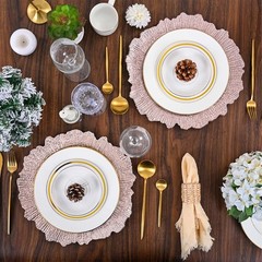 Pesonlook 50Pcs Rose Gold Charger Plates Round 13inch, Reef Plate Chargers fo…