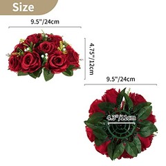 Flower Wedding Centrepieces for Tables – 9.5in Diameter 10 Pcs Crimson