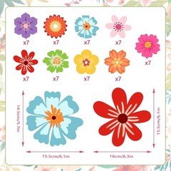 Konsait Flower Cutouts, 63Pcs Colorful Flower Paper Cutouts for Bulletin Boar…
