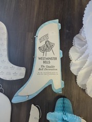 Vintage Lot Of 14 Beistle/Hallmark White/Blue Honeycomb Bells Wedding +4 Diecut