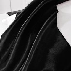 6 Pack Black Table Runners 12 x 108 Inch, Rectangular Smooth Satin Silk Table