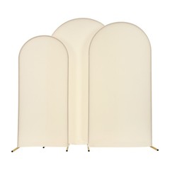 Set of 3 Metal Arch Backdrop Stand Gold Beige Wedding Party Arch Backdrop Stand