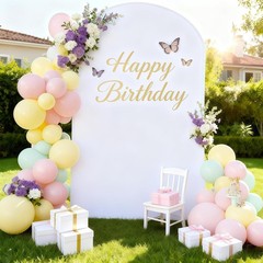 White 6.6FT Double-Sided Arch Backdrop Cover – Perfect for Weddings and Parties