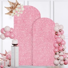 MODFUNS Glitter Arch Covers 7.2&6ft Pink Gold Wedding Arch Cover Set of 2