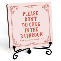 Funny Wooden Signs – ‘Please Don’t Do Coke’ & Retro Pink Art, Bathroom Decor …