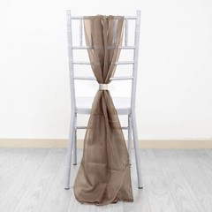 5 Taupe Extra Wide Premium Chiffon CHAIR SASHES Bows Ties Wedding Decorations