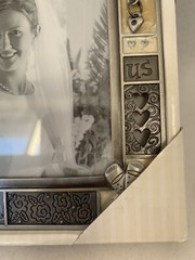 Fetco Home Wedding Decor 2006 6×4 Metal Frame Hanging Charm, Cherish, Us, Honor