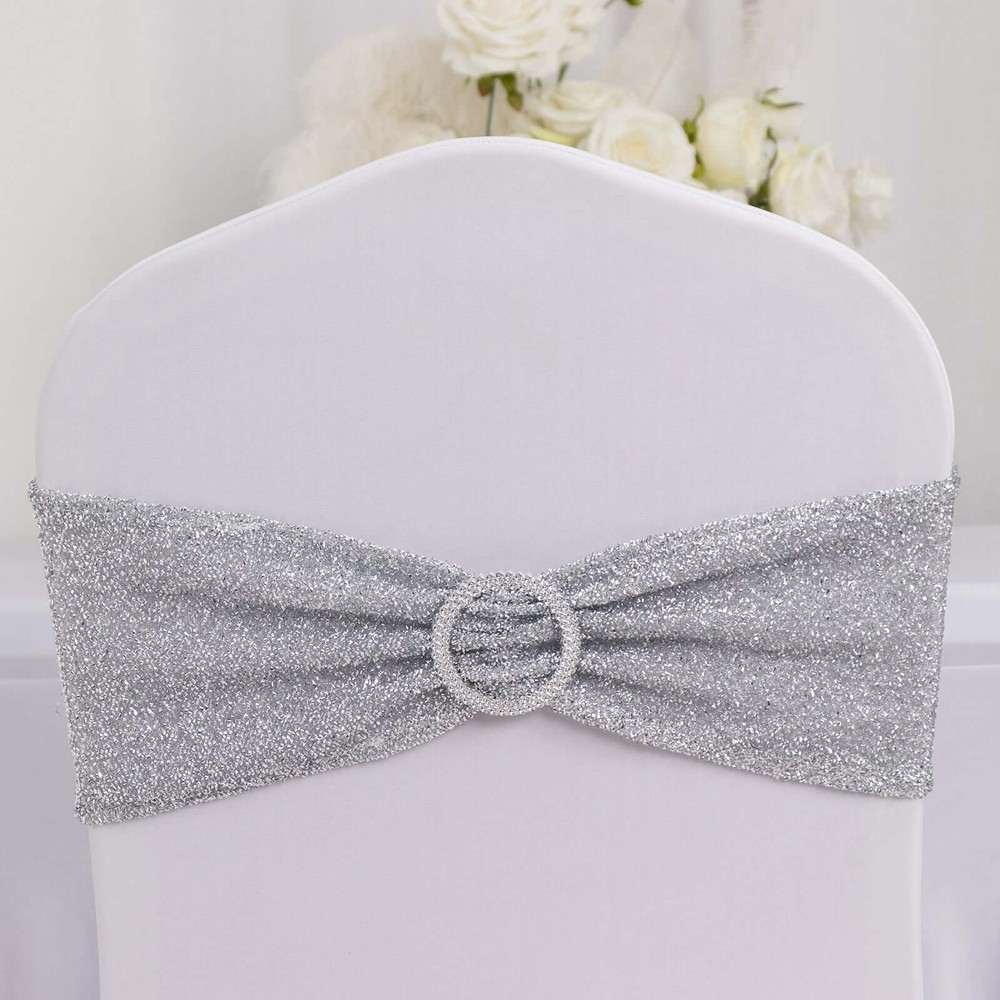 5 SILVER Spandex Chiavari Chair Cushion Covers Wedding Reception Party