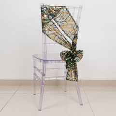5 HUNTER GREEN GOLD Wave Mesh Embroidered Sequins CHAIR SASHES Party Events