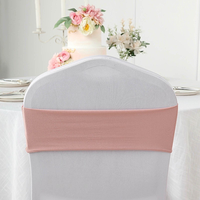 10 Dusty Rose Spandex STRETCHABLE CHAIR SASHES Wedding Party Decorations SALE