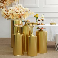 1pcs Gold Cover For Round Plinth Cylinder Pedestal Wedding Flower Display Stand