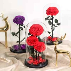 Three Eternal Roses with Glass Dome – Valentine’s Day Gift