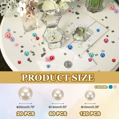 200 Pcs Pearl Bead for Vase Filler, 20/14/10mm Floating Beads(Lake Blue Beige)