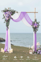 Deluxe Wedding Arch Flowers & Drapes Kit – Purple Sage Silk Arrangements
