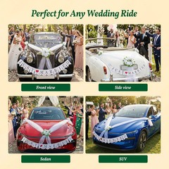 Luxury White Wedding Car Decoration Kit – Elegant Artificial Flower Hood Garland