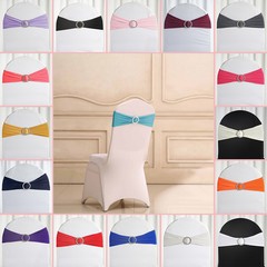 Spandex CHAIR SASHES Silver Round Buckles Wedding Reception Decorations