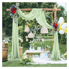 18FT Sheer Tulle Draping Arch Party Curtain Backdrop For Wedding Ceremony Decor