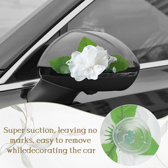 Elegant Wedding Car Decoration with Satin Ribbons & Floral Accents