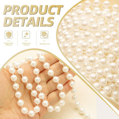 48 Feet Faux Pearl Beads Garland 8Mm Craft String Pearls for Wedding Centerpiece