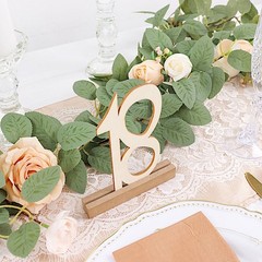 Natural 20 Wooden 6″ Table Numbers 1-20 Set Holder Base Party Events Decorations