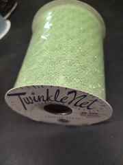 25Yd TwinkleNet Metallic Tulle Mesh Ribbon Net Nile Green Silver Corsage Netting