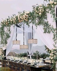 10 Chiffon Wedding Arch Decorative Drape Curtain Panel White 157.5 x 27.6 in