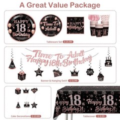 Yingoto 181PCS 18th Birthday Decorations for Girls Tableware Set, Rose Gold 1…