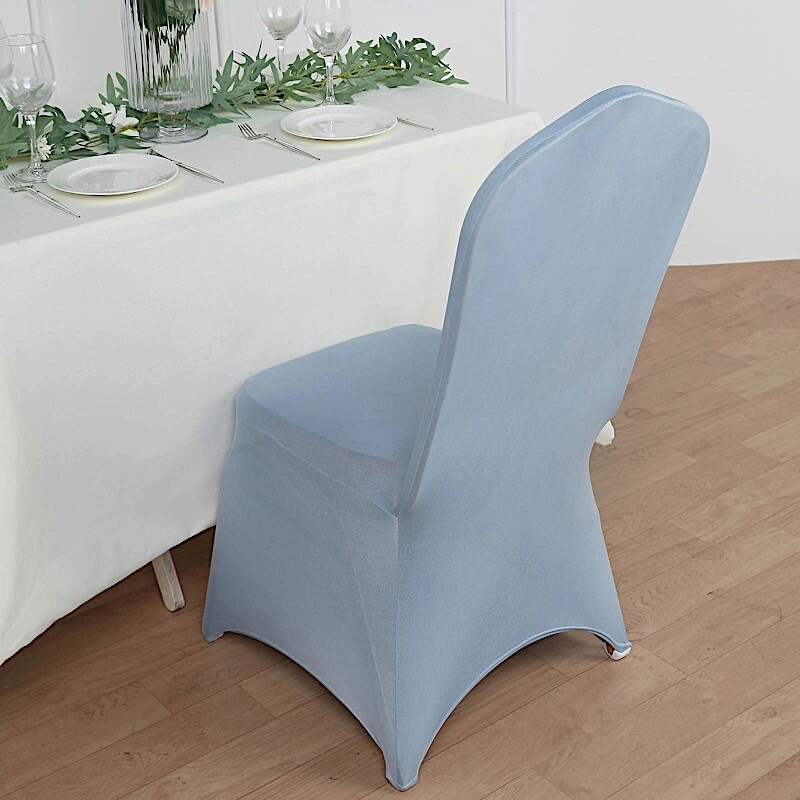 10 Dusty Blue Spandex Fitted Banquet Chair Covers Wedding Reception Decorations