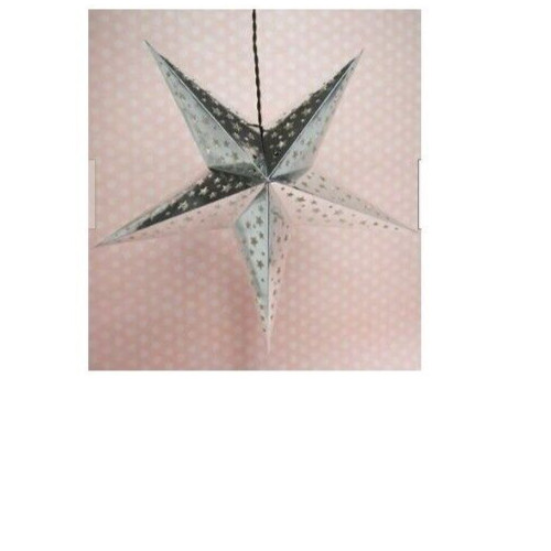 4 Pack 26″ Paper 5Pt Star Lantern Hanging Decoration Prismatic Silver & Yellow