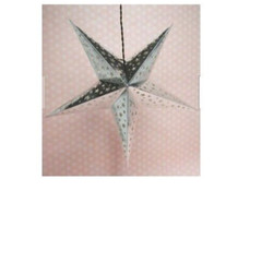 4 Pack 26″ Paper 5Pt Star Lantern Hanging Decoration Prismatic Silver & Yellow