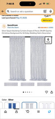 QueenDream Silver Sequin Sparkly Backdrop Curtains 6pcs 2ft x 8ft Wedding Decor
