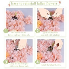 FUHSY Pink 3D Flower Wall Panels 12PCS 15x15in Wedding Party Backdrop Decor