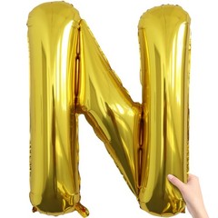 Letter Balloons Gold Party Balloon – 40 Inch Large Gold Letter N Balloon, Let…