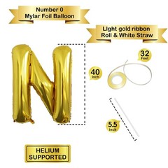 Letter Balloons Gold Party Balloon – 40 Inch Large Gold Letter N Balloon, Let…