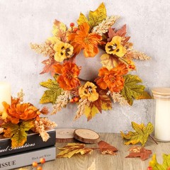 6 Pcs Artificial Forsythia Hanging Flower Wreaths Mini Spring Summer Floral S…