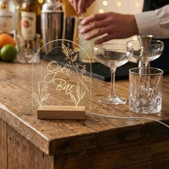 LED Light-Up Acrylic Event Sign for Ceremony | Open Bar Sign