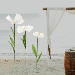 3 Pcs White Artificial Flower For Wedding Decoration , Birthday Party Banquet