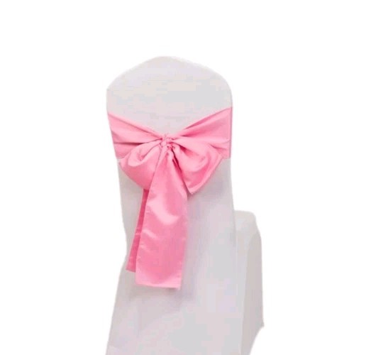 100 Pc Satin Chair Cover Bow Sash 104″x8″ Bubble Gum Pink Party Event Banquet