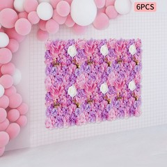 6Pcs Pink Artificial Flower Wall Panels 15x15in Silk Floral Backdrop Decor