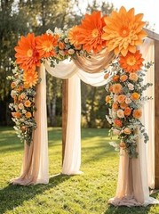 Paper Flower for Fall Autumn Thanksgiving Anniversary Birthday Wedding Orange