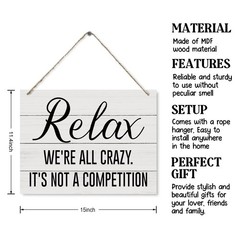 Funny Wood Sign, Relax We’re All Crazy It’s Not A Competition Sign, Decorativ…