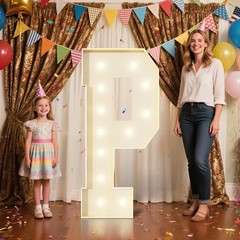 4FT Marquee Letters P Sign,Large Light Up Numbers Party Decoration – Hook and…