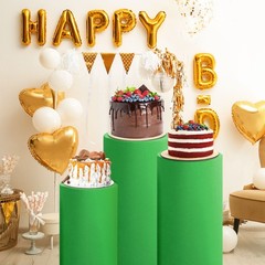 3 Set Cylinder Spandex Stand Covers Green Elastic Fabric-Small