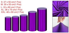 Set of 5 Cylinder Spandex Stand Covers, Purple, Foil Fabric