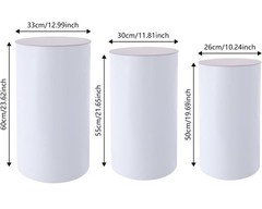 3 Pcs Round Cylinder Pedestal Stand For Wedding Party Display Stand Decor White